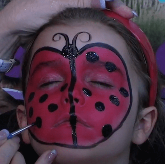 Face paint design Ladybug Step 5